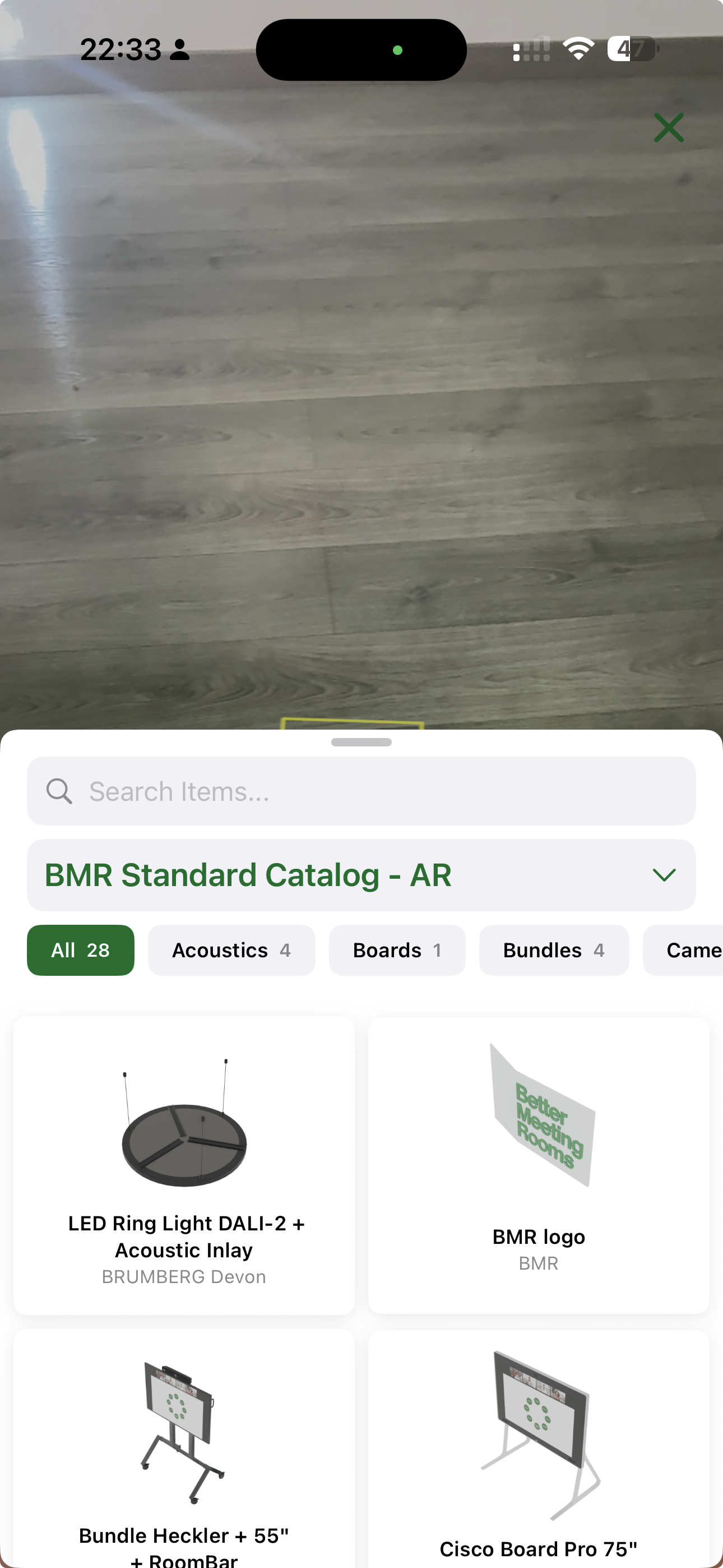 AR Design — adding equipment from catalog