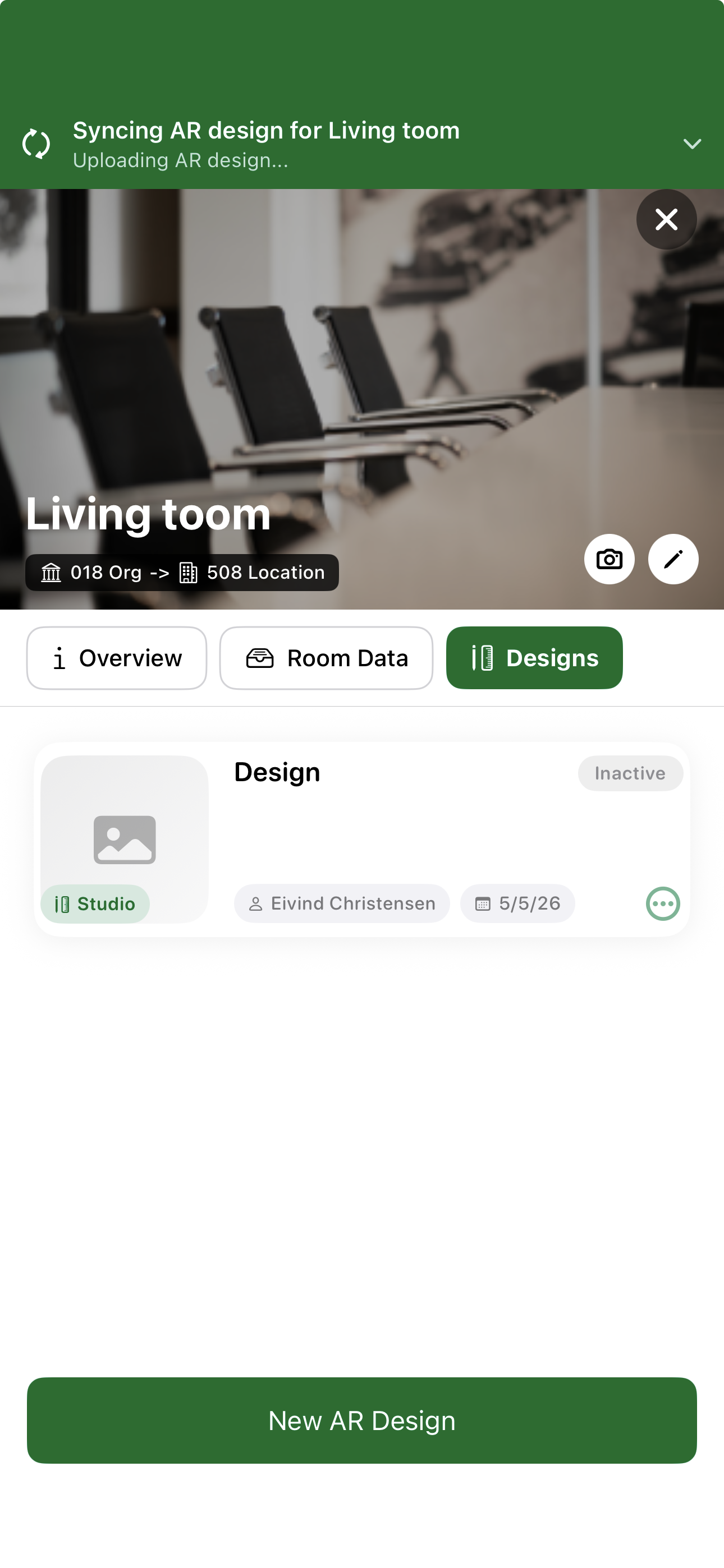AR Design — design uploading
