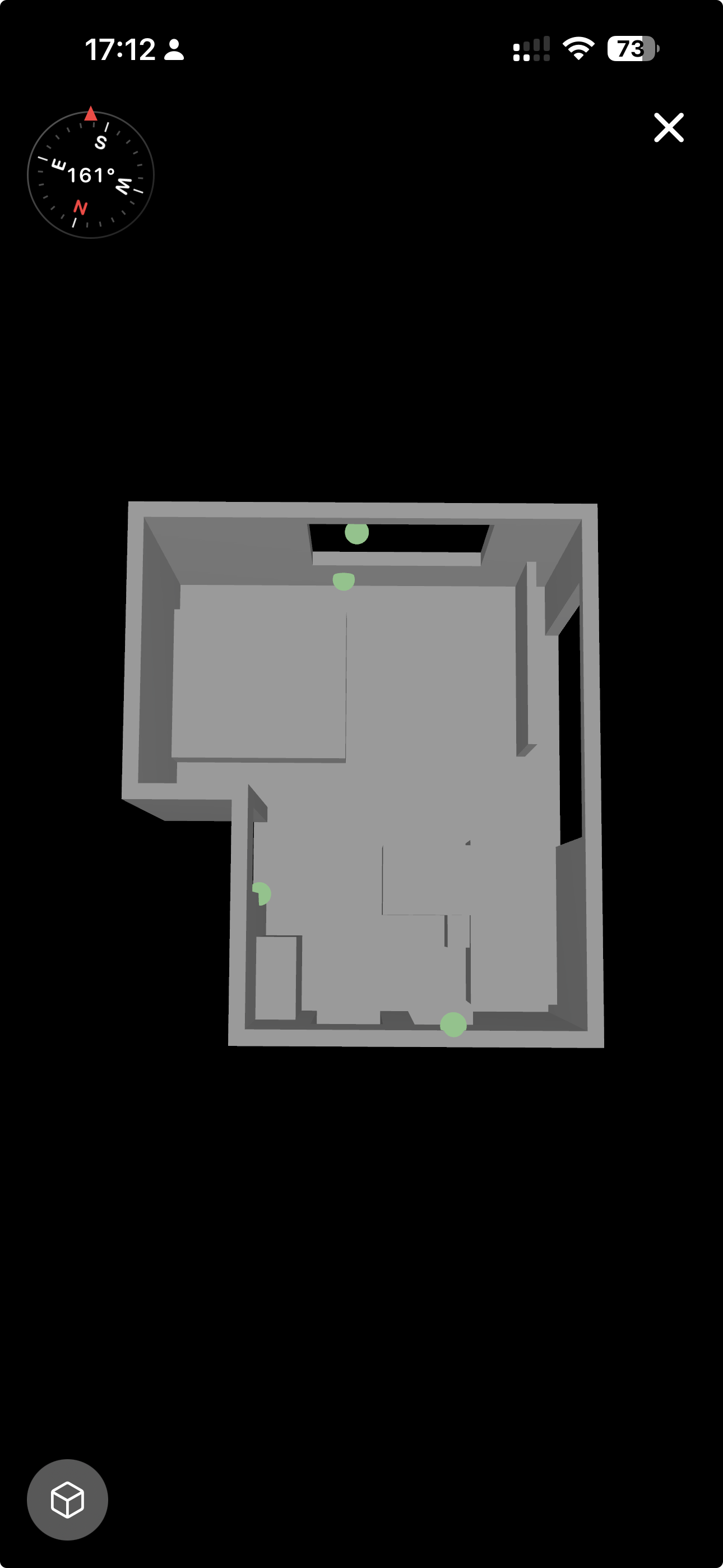 Compass orientation captured during a room scan in BMR Mobile