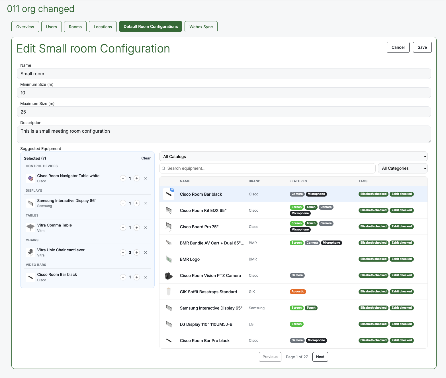 Setting up a Default Room Configuration