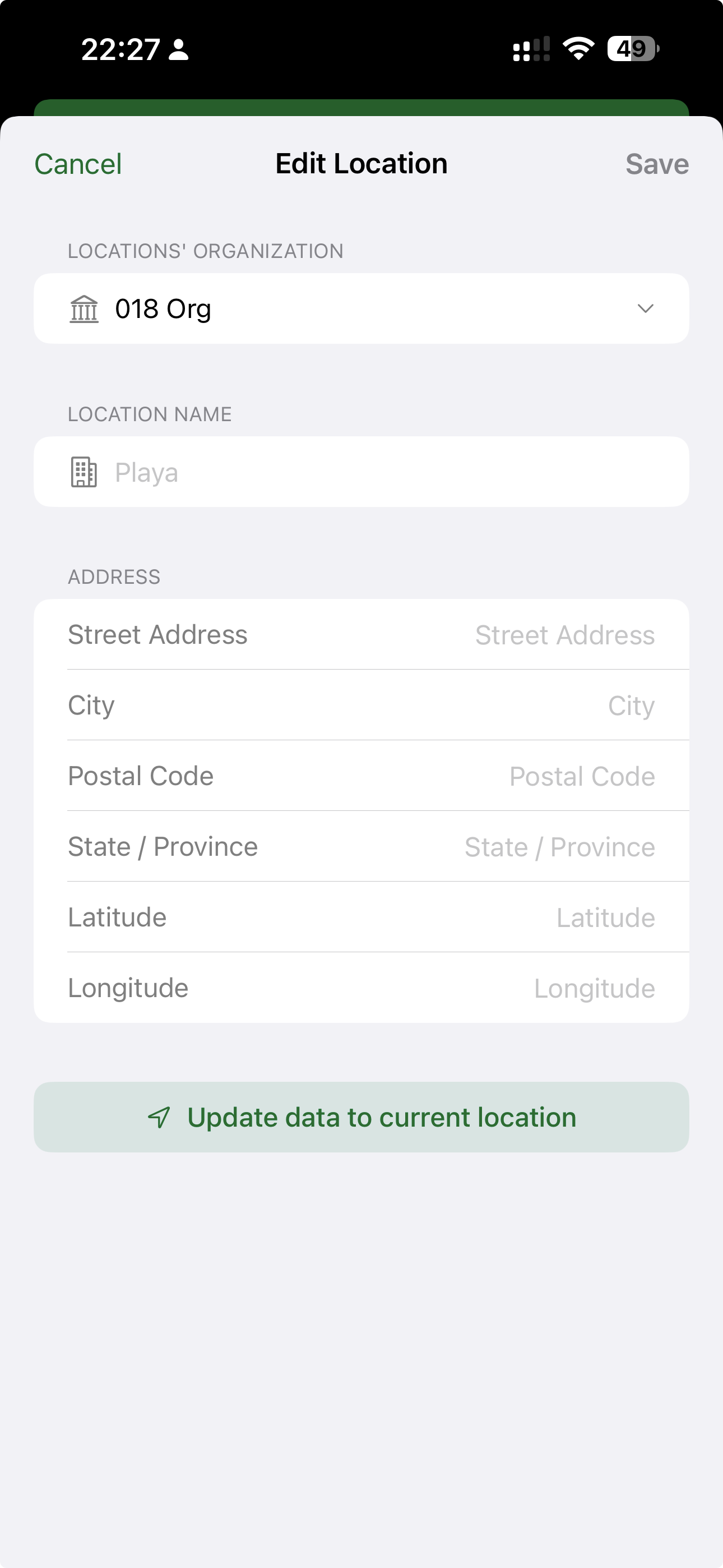 Auto-fill location address from GPS